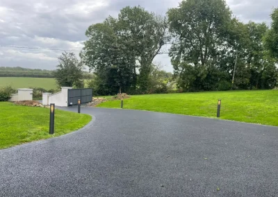 Bollard lighting along a driveway.