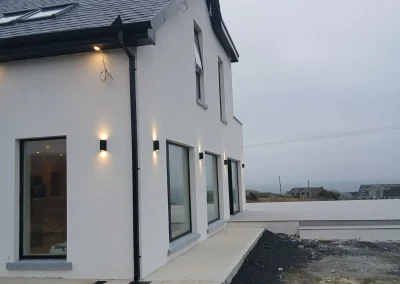 Exterior wall lights on a modern home.