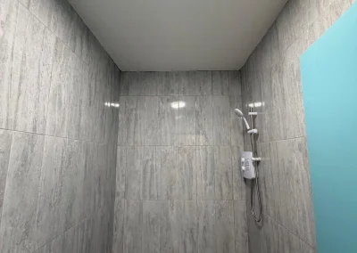 Ceiling lighting in a shower room.